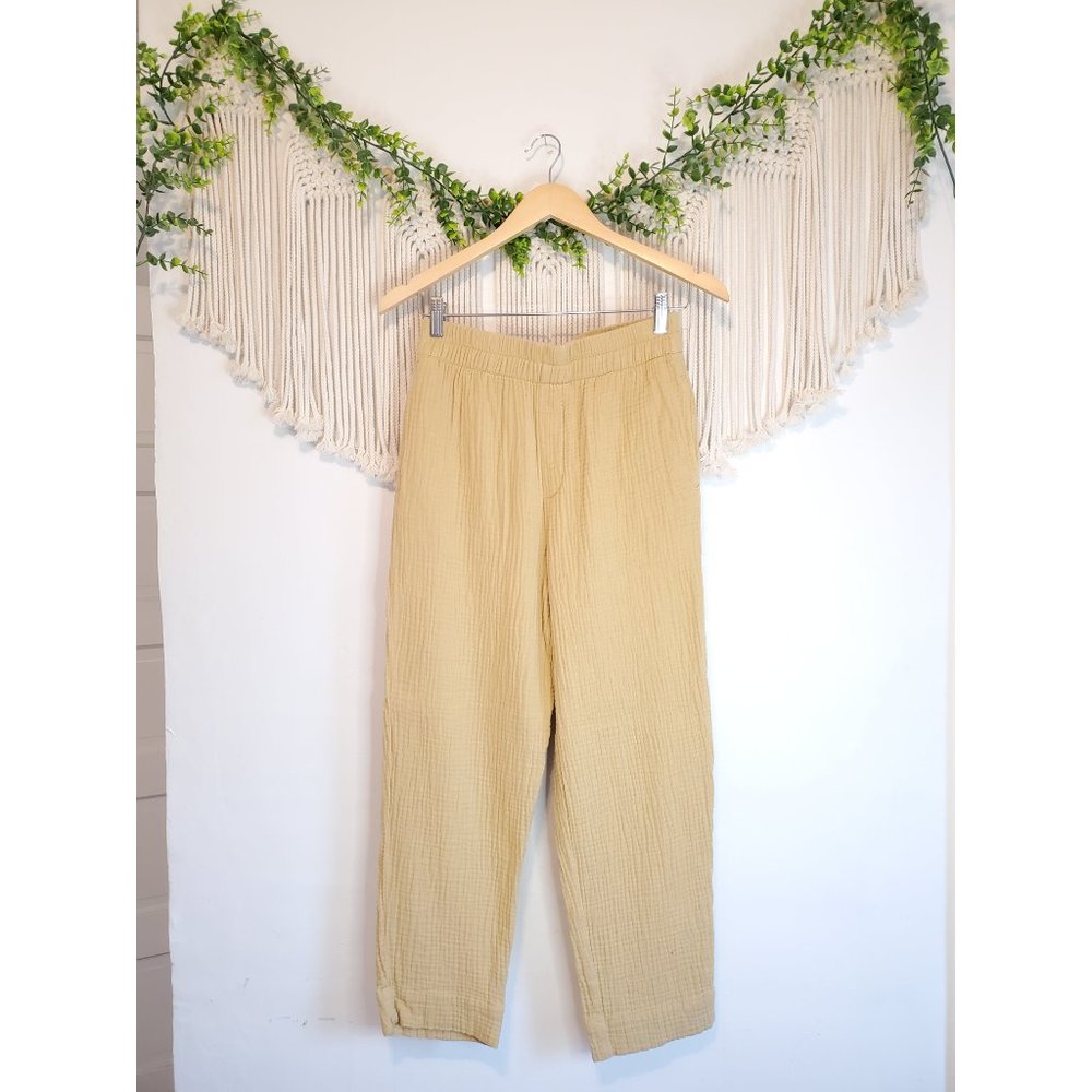 Madewell Camel Lightspun Tapered Huston Pull On Straight Gauze Crop Pants XS - Picture 2 of 7